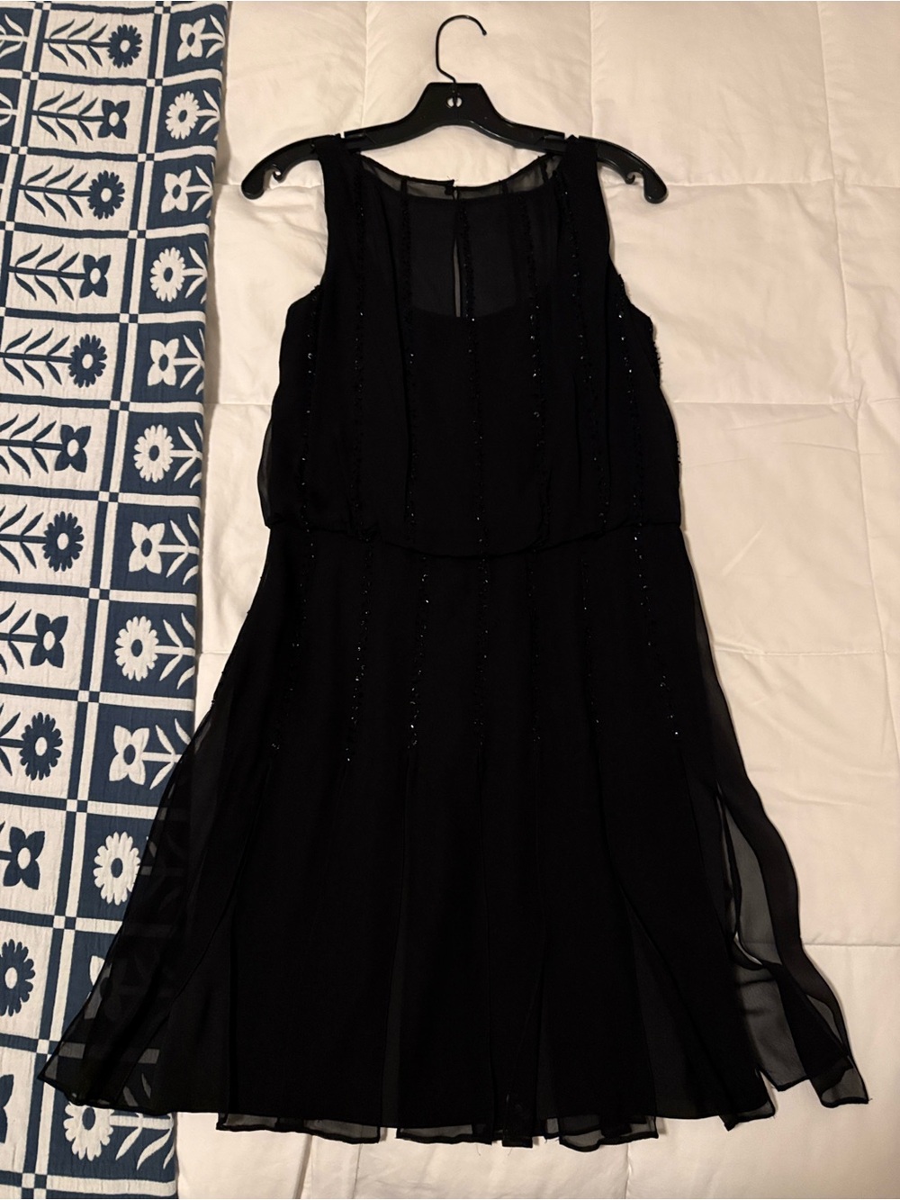 Aidan Mattox Black Beaded Chiffon Midi Dress
